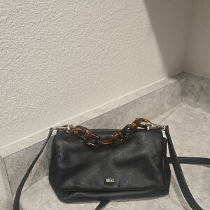 DKNY Black Crossbody Bag with Tortoise Chain
